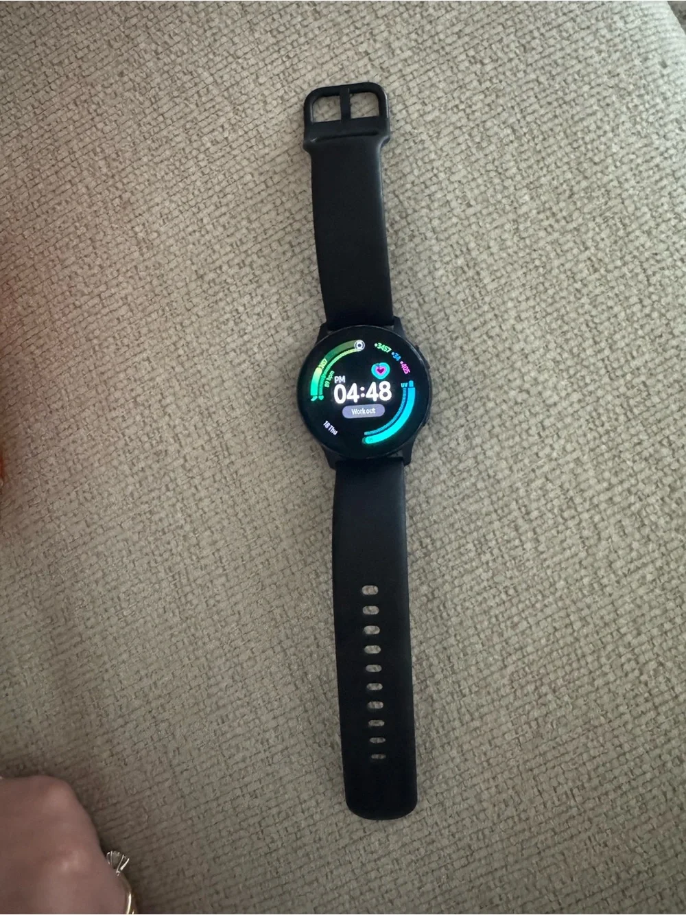 Samsung Black Round Smartwatch with Silicone Band